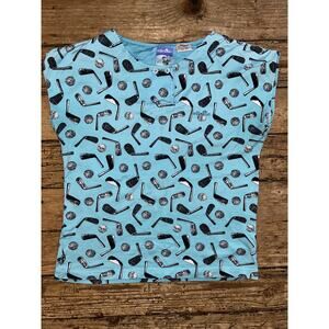 Ellesse Women’s Size 00 Light Blue Blouse Button Clasp Golf Print